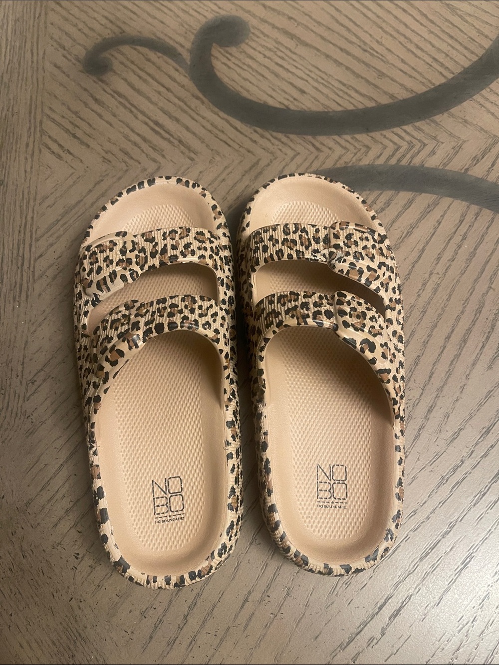 Kids Leopard Print Slide Sandals - Neutral Beige